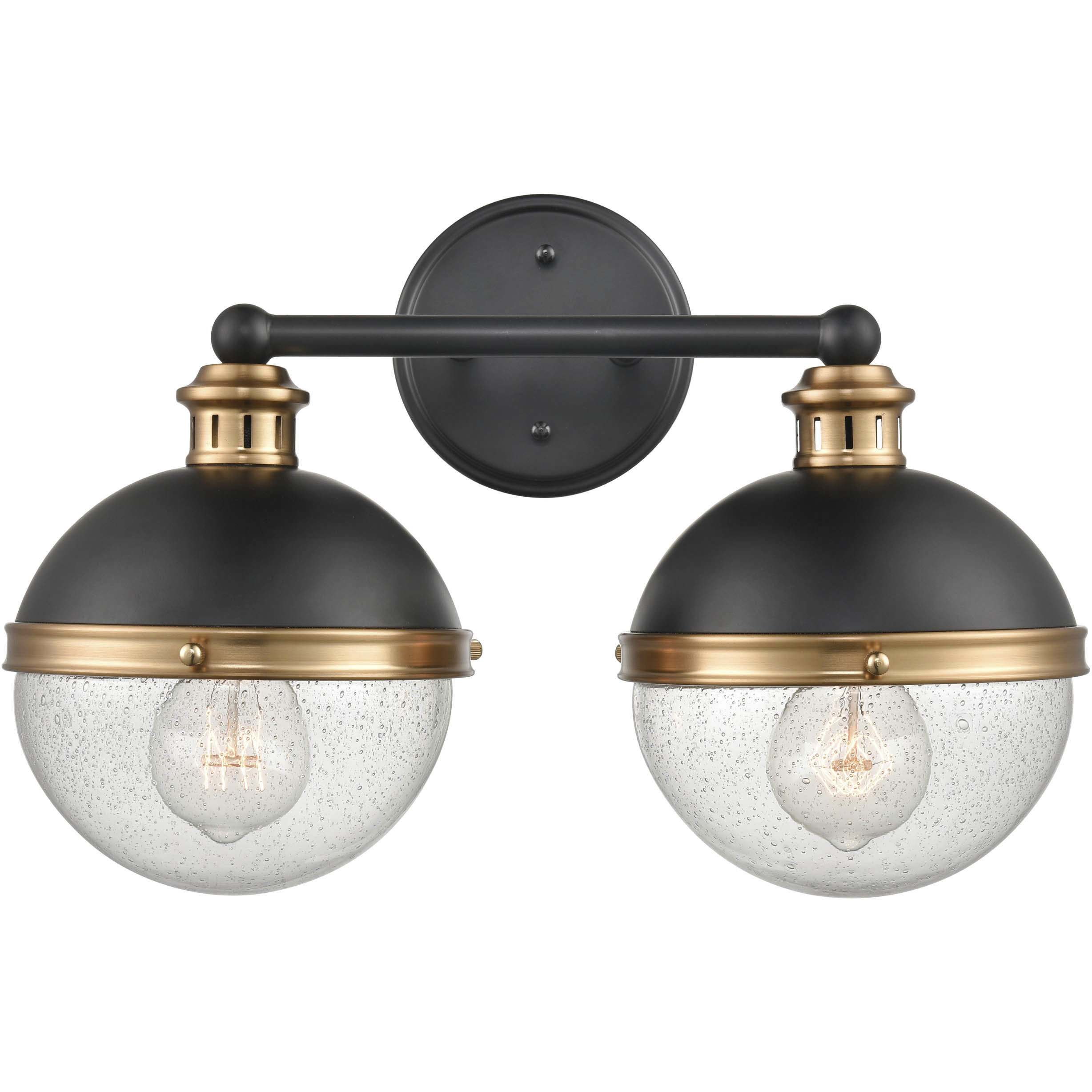 Ellmira 2 Light 15.75 inch Matte Black/Aged Brass Bathroom Vanity Light Wall Light